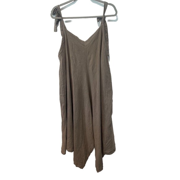 CATWALK STUDIO Gray Linen Tied Straps LAGENLOOK Minimalist Harem Jumpsuit O/S - Picture 9 of 13